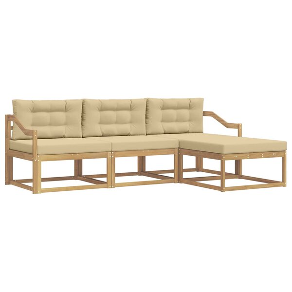 vidaXL Ensemble de canapés d'extérieur 4 pc Blanc et Beige Polyester