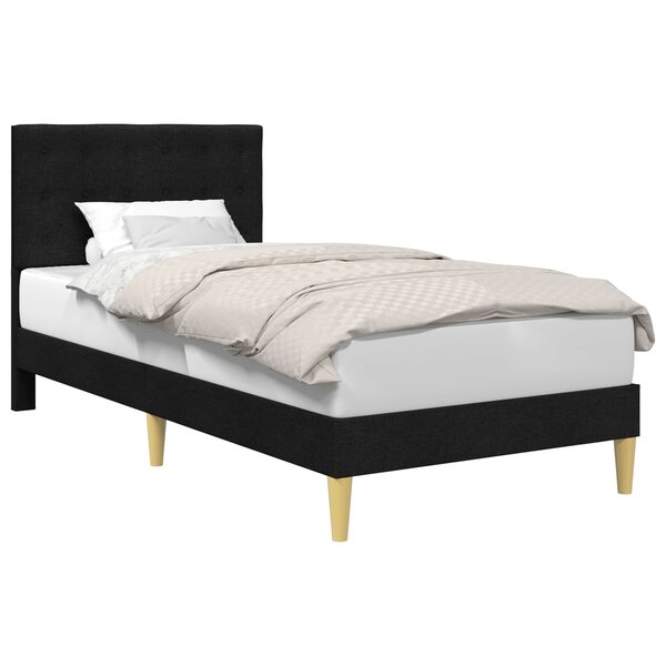 vidaXL Cadre de lit avec tête de lit Noir 90 x 190 cm Tissu