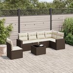 vidaXL Salon de jardin avec coussins 7 Pièces marron résine tressée