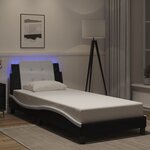 vidaXL Cadre de lit avec LED sans matelas noir et blanc 90x190 cm
