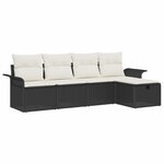 vidaXL Ensemble de canapé de jardin avec coussin 5 Pièces Noir et crème