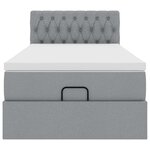 vidaXL Lit ottoman avec matelas gris clair 90x200 cm tissu
