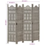 vidaXL Cloison de séparation 4 panneaux Gris 160x165 cm Bois manguier
