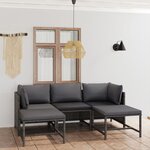 vidaXL Salon de jardin 5 Pièces avec coussins Résine tressée Gris