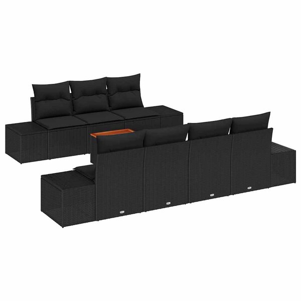 vidaXL Ensemble de canapé de jardin 8 Pièces Noir