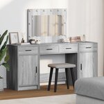 vidaXL Ensemble de coiffeuse 3 pièces avec LED en Grey sonoma en bois d'ingénierie