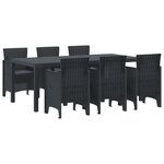 vidaXL Ensemble de salle à manger de jardin 7 pièces avec coussins Anthracite Poly Rattan