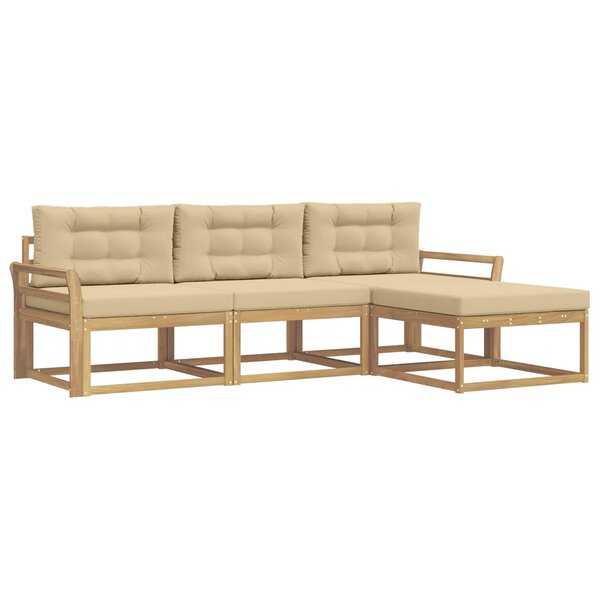vidaXL Ensemble de canapés d'extérieur 4 Pièces Blanc et Beige Polyester