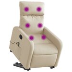 vidaXL Fauteuil inclinable de massage Crème Tissu