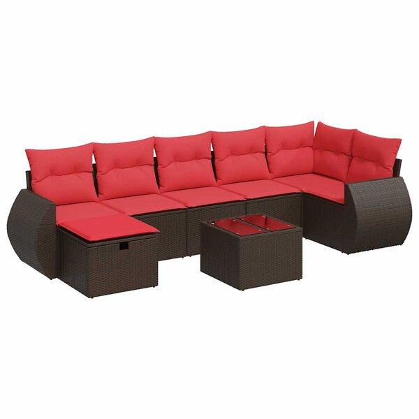 vidaXL Salon de jardin 8 Pièces avec coussins marron résine tressée