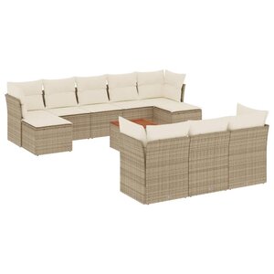 vidaXL Salon de jardin 11 Pièces avec coussins beige résine tressée