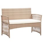 vidaXL Salon de jardin 4 Pièces avec coussins Résine tressée Beige