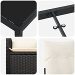 vidaXL Ensemble de salle à manger pour jardin 3 Pièces Noir Poly rotin