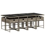 vidaXL Ensemble à manger de jardin 9 Pièces coussins gris résine tressée