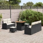 vidaXL Ensemble de canapé de jardin avec coussin 8 Pièces Noir et Crème