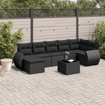 vidaXL Salon de jardin 8 Pièces avec coussins noir résine tressée