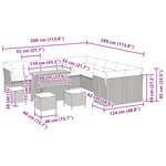 Ensemble de sofa de jardin 14 pièces avec coussins Gris Poly Rattan Acacia