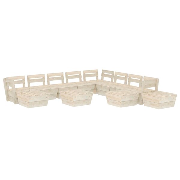 vidaXL Salon de jardin palette 12 Pièces Bois d'épicéa imprégné