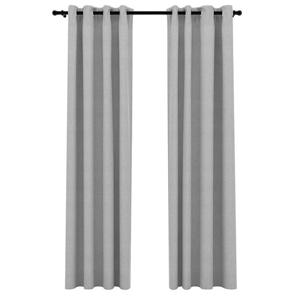 vidaXL Rideaux occultants Aspect lin avec œillets 2 Pièces Gris 140x245cm