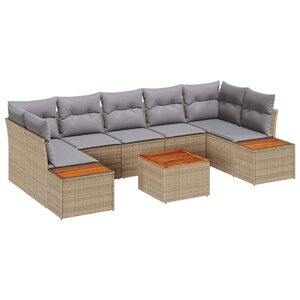 vidaXL Ensemble de canapé de jardin 8 Pièces Beige Poly rotin