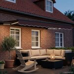 vidaXL Cadre de store manuel avec LEDs Marron et anthracite 2 5 x 2 m