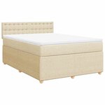 vidaXL Sommier à lattes de lit avec matelas Crème 140x190 cm Tissu