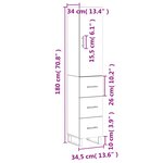 vidaXL Buffet haut Blanc 34 5x34x180 cm Bois d'ingénierie