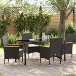 vidaXL Ensemble de salle à manger pour jardin 5 Pièces Noir Poly rotin