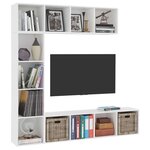 vidaXL Ensemble de bibliothèque/meuble TV 3 Pièces Blanc 180x30x180 cm