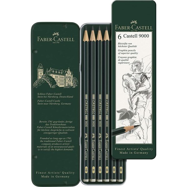 Set Sélection Castell 9000 de 6 crayons graphite x 10 FABER-CASTELL