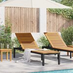 vidaXL Chaise longue noire 200x55x35 cm en bois d'acacia massif