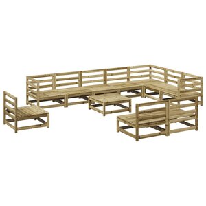 vidaXL Salon de jardin 11 Pièces bois de pin imprégné