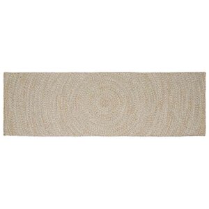 vidaXL Tapis de surface Rectangulaire Naturel et Blanc 80 x 250 cm