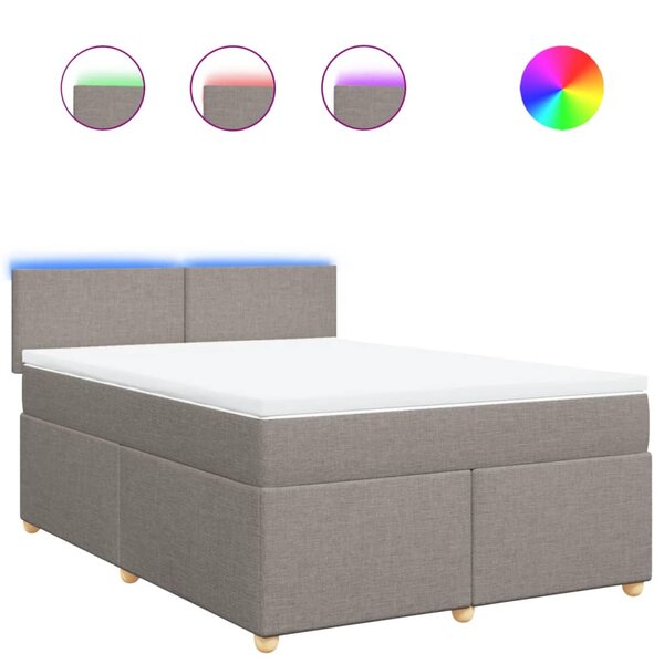 vidaXL Sommier à lattes de lit avec matelas Taupe 140x190 cm Tissu