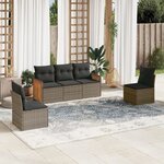 vidaXL Salon de jardin 5 Pièces avec coussins gris résine tressée