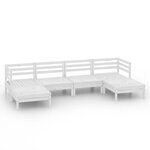 vidaXL Salon de jardin 6 Pièces Blanc Bois de pin massif