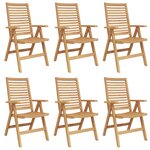 vidaXL Chaise 6 Pièces Marron 64 5 x 52 x 108 cm Bois de teck massif