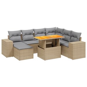 vidaXL Salon de jardin avec coussins 8 Pièces beige résine tressée