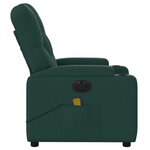 vidaXL Fauteuil de massage inclinable électrique Vert foncé Tissu