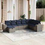 vidaXL Salon de jardin 8 Pièces avec coussins gris résine tressée