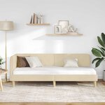 vidaXL Cadre de lit d'angle avec tête de lit Crème 80 x 200 cm tissu