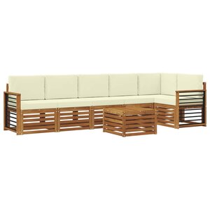 vidaXL Ensemble de canapé d'angle avec coussin 7 Pièces Naturel et Crème
