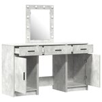 Ensemble de coiffeuse 3 pièces avec LED en bois d'ingénierie gris béton