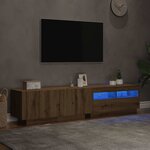vidaXL Meuble TV avec lumières LED chêne artisanal bois d'ingénierie