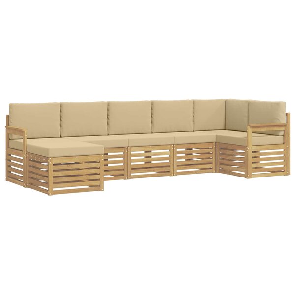 vidaXL Ensemble de canapés d'extérieur 6 pc Blanc et Beige Polyester
