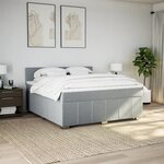 vidaXL Sommier à lattes de lit avec matelas Gris clair 180x200cm Tissu