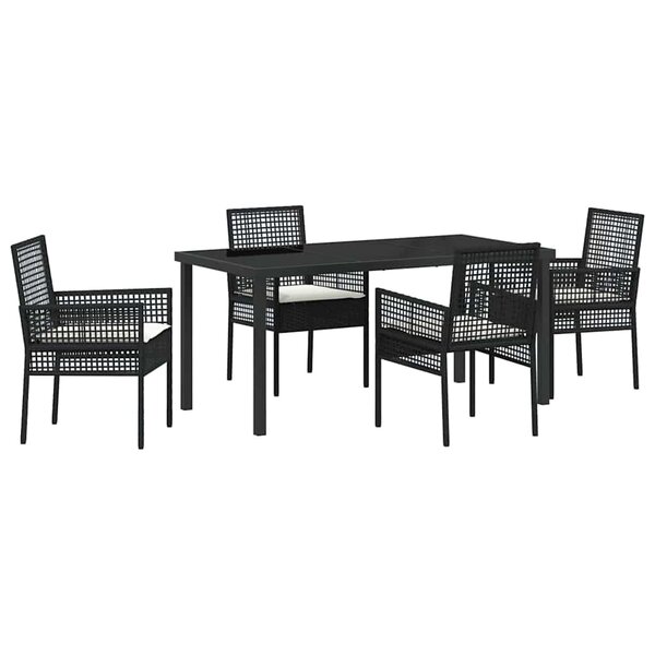vidaXL Ensemble de salle à manger pour jardin 5 Pièces Noir Poly rotin