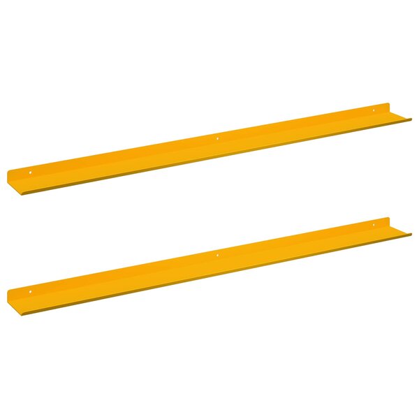 vidaXL Étagère flottante 2 Pièces Jaune moutarde 100 x 9 x 2 5 cm Acier