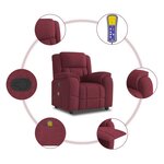 vidaXL Fauteuil de massage inclinable Rouge bordeaux Tissu