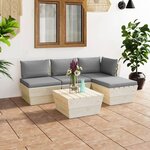 vidaXL Salon de jardin palette 5 Pièces avec coussins bois d'épicéa